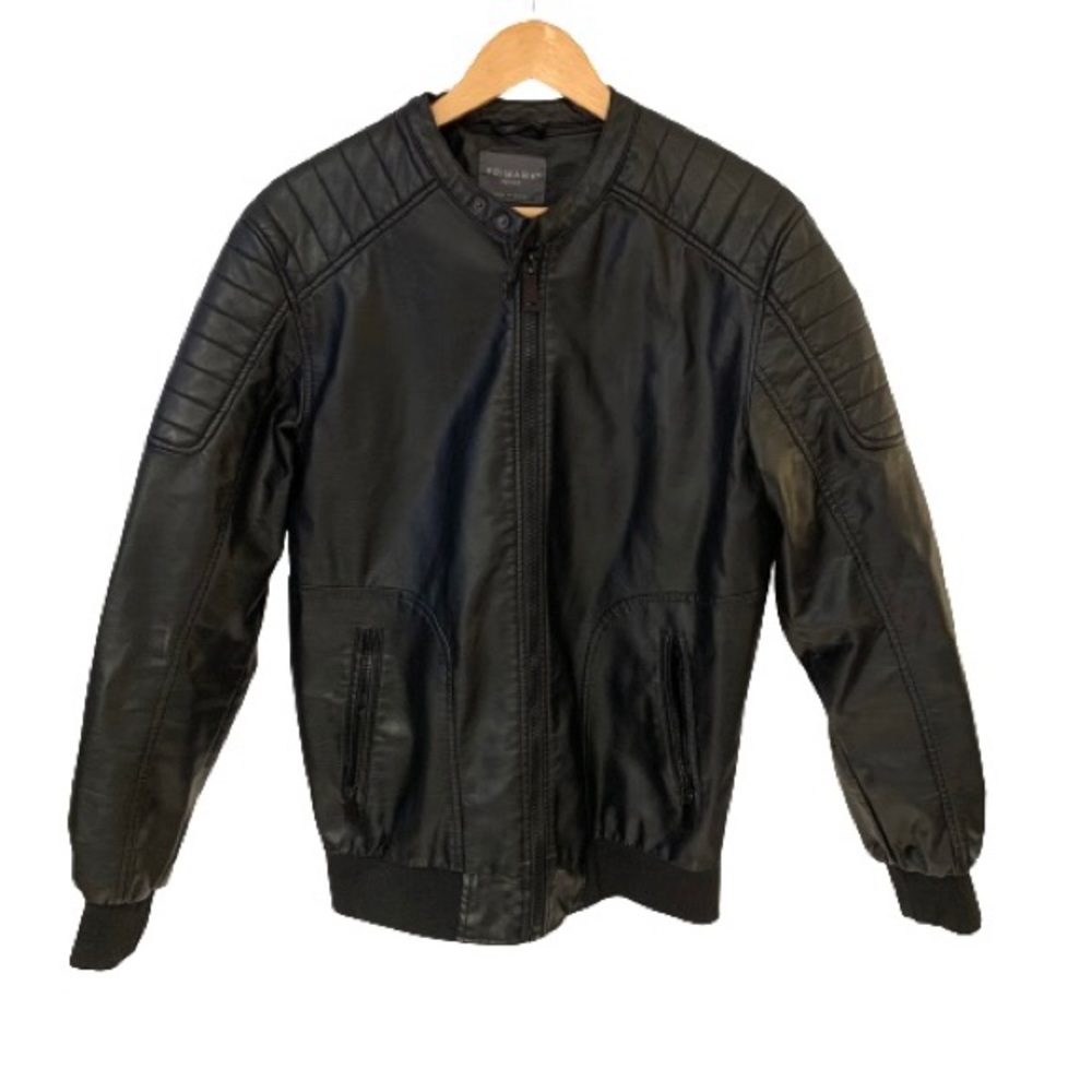Men’s Faux Leather Zip-up Bomber Jacket